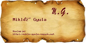 Mikló Gyula névjegykártya
